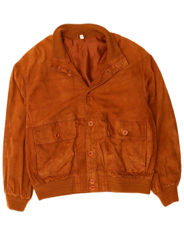Vintage hombres ante bomber chaqueta IT 52 XL cuero marrón