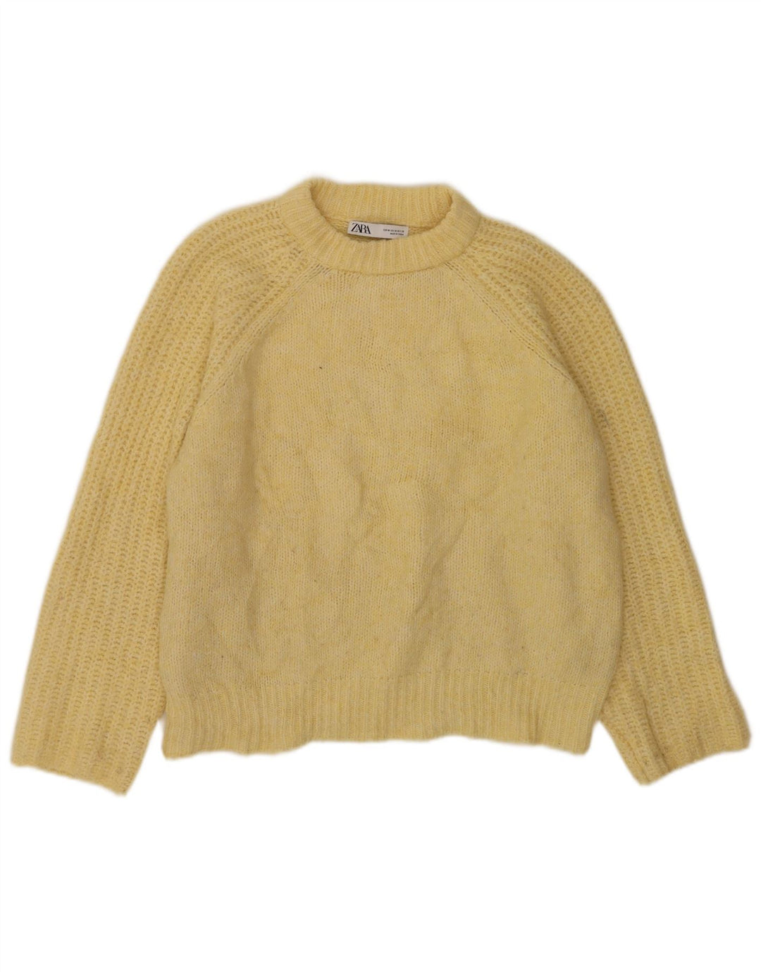 Zara - Jersey extragrande con cuello redondo para mujer, talla 40, color amarillo mediano