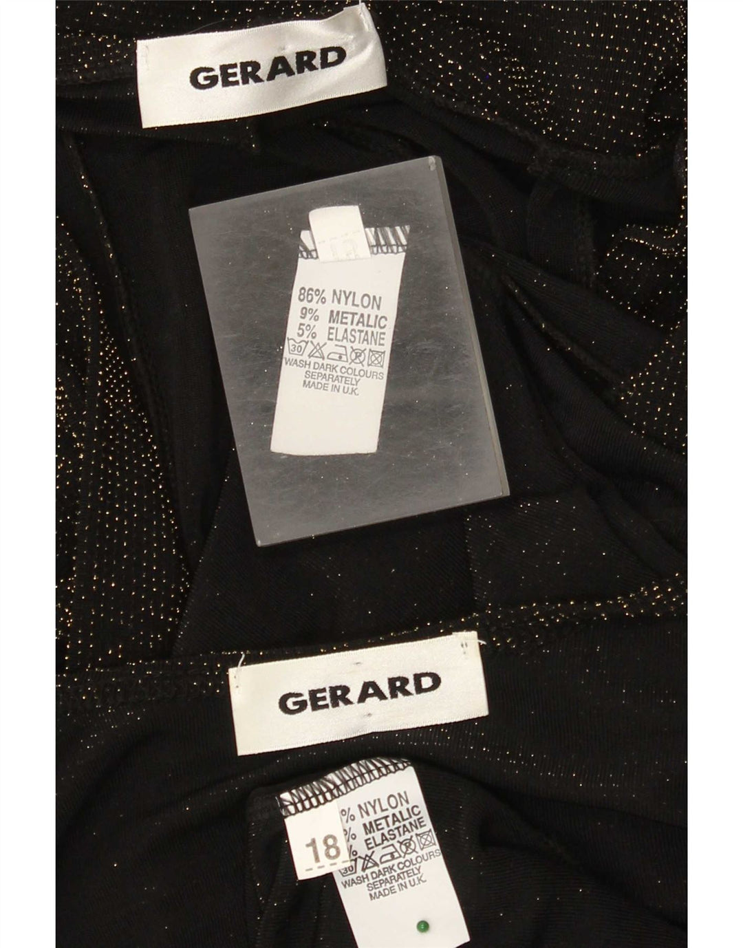 Vintage Mujer 2 Piezas Set UK 18 XL Nylon Negro