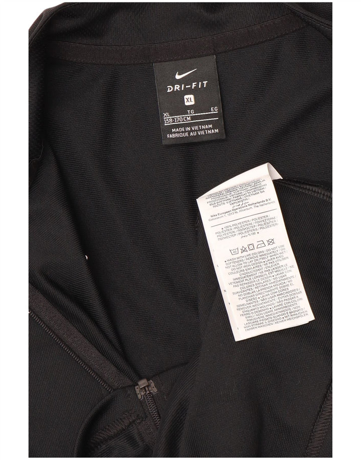 NIKE Boys Dri Fit Chándal Top Chaqueta 13-14 años XL Negro Poliéster