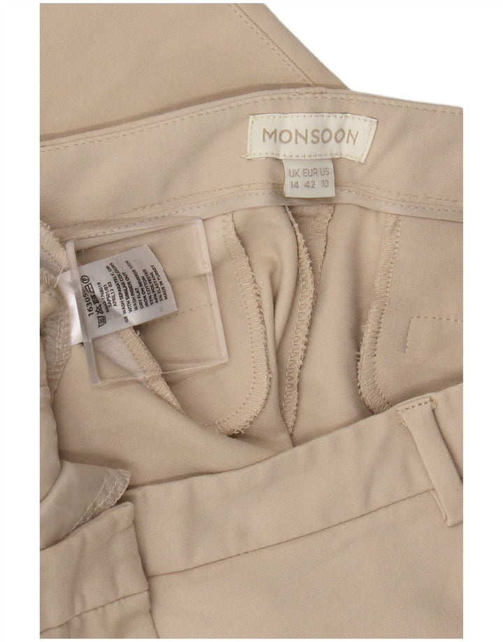 Monsoon Pantalones Cortos Rectos para Mujer UK 44 Medium W32 L24 Algodón Beige