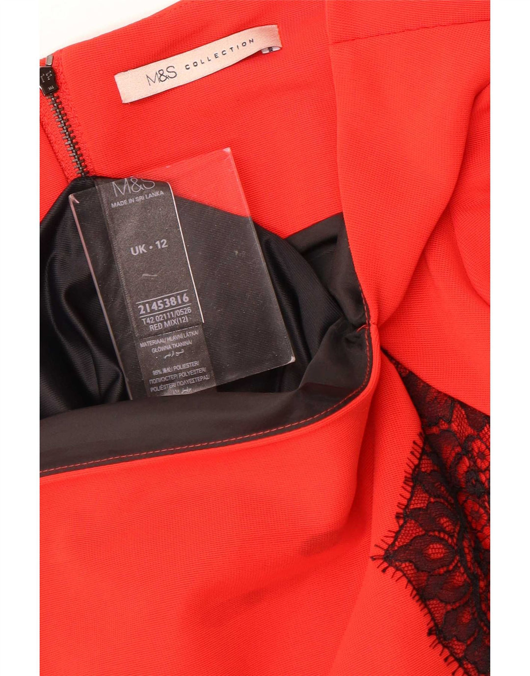 Marks & Spencer Vestido tubo para mujer UK 42 Poliéster floral rojo mediano