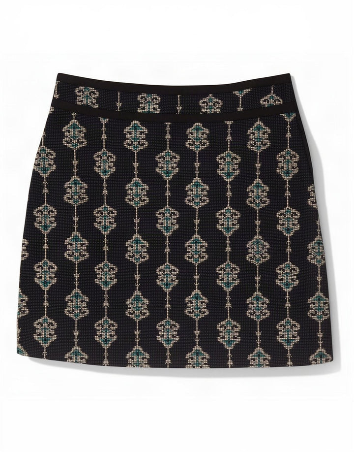 Zara Mujer Mini Falda XS W24 Azul Marino Paisley Poliéster