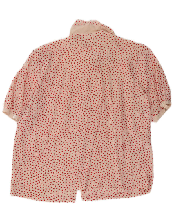 Vintage mujer camisa de manga corta blusa Reino Unido 16 grande rosa manchado