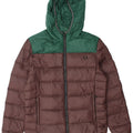 Fred Perry Chaqueta Acolchada Con Capucha Para Hombre UK 38 Nylon Color Block Marrón Medio