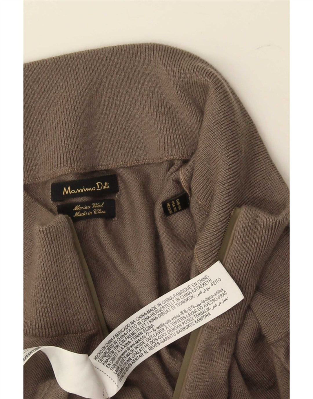 Massimo Dutti Jersey Hombre con Cremallera y Cuello 2XL Lana Marrón