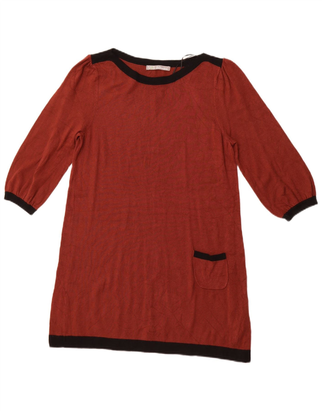 MARKS & SPENCER Top tipo túnica de manga 3/4 para mujer UK 40 Marrón medio Colorblock