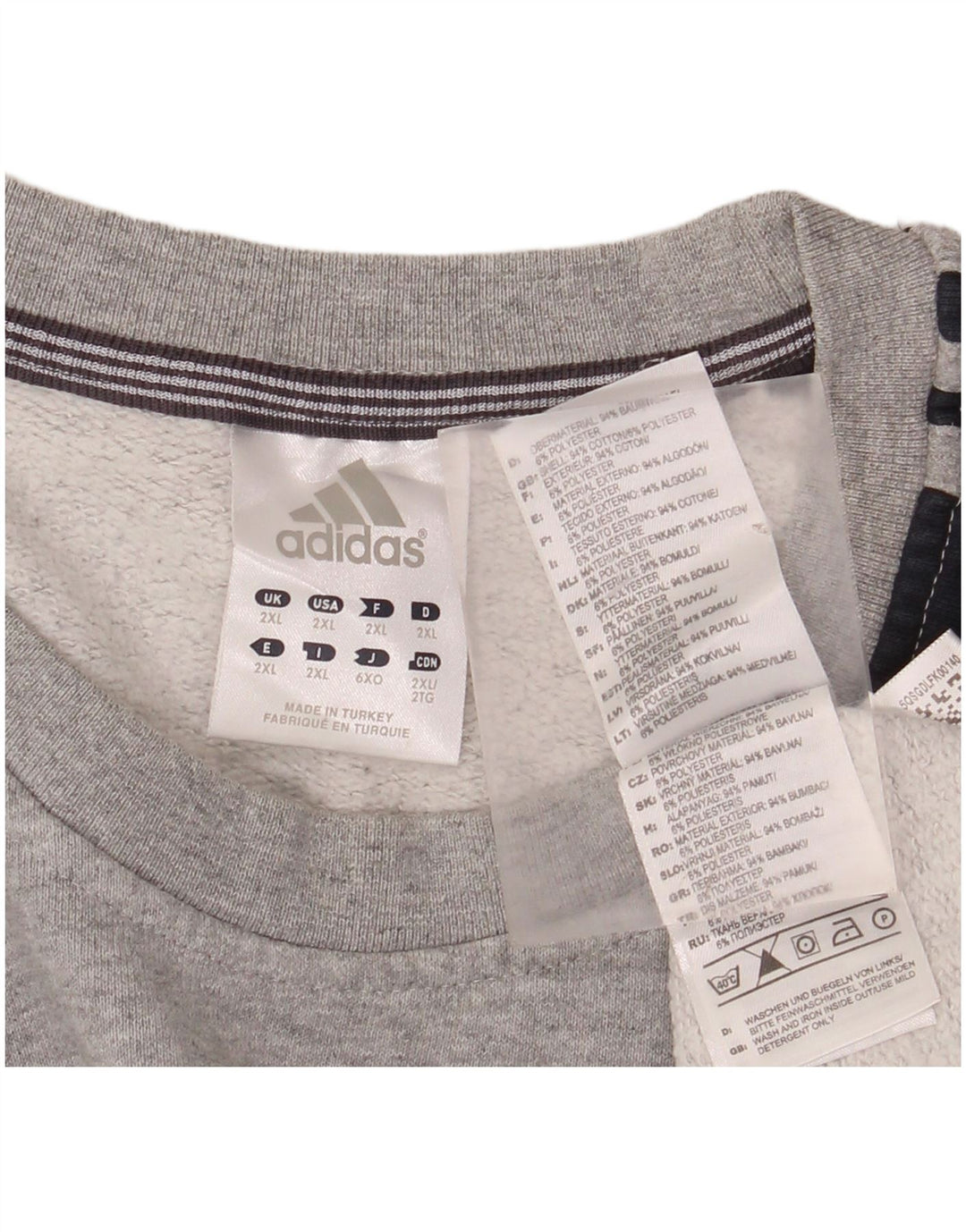 ADIDAS Sudadera para hombre Jumper 2XL Gris Colorblock Algodón
