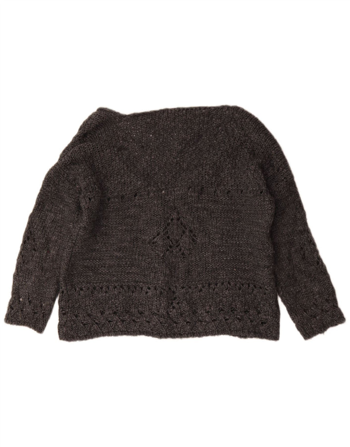 Zara Mujer Suéter Cárdigan Extragrande UK 40 Lana Geométrica Gris Medio