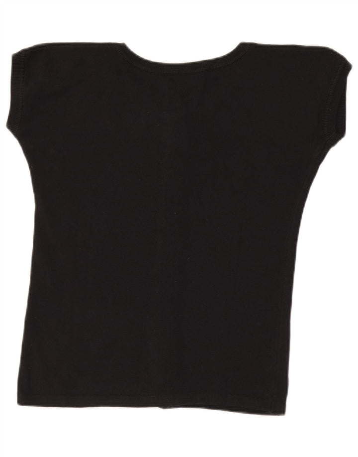 Benetton Mujer Crop Top De Punto IT 46 Large Negro Algodón