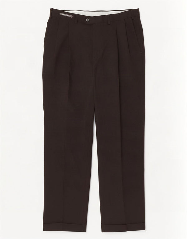 Marks & Spencer Pantalón de traje con pinzas para hombre W34 L31 Poliéster negro