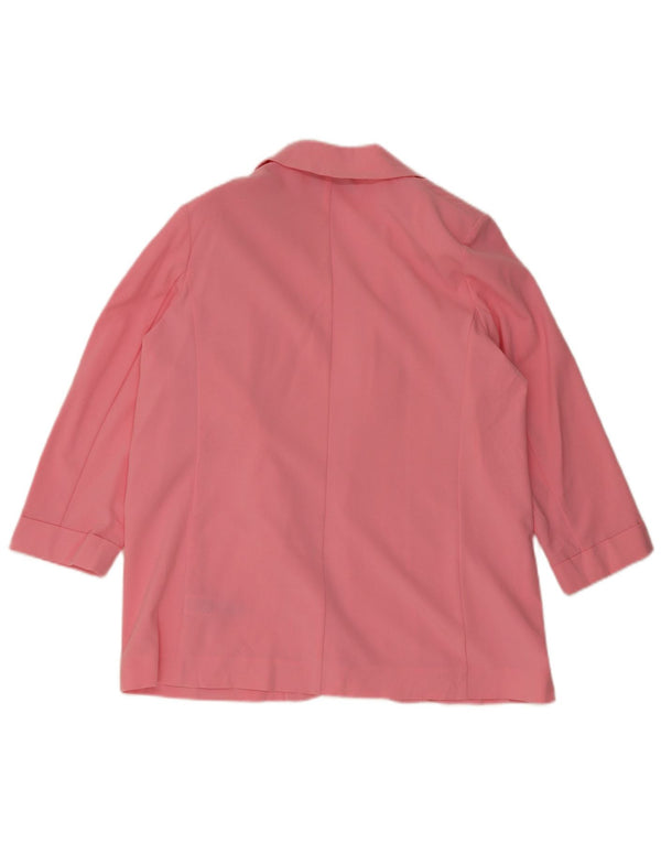 MARKS & SPENCER Chaqueta tipo blazer abierta de manga 3/4 para mujer UK 46 Grande Rosa