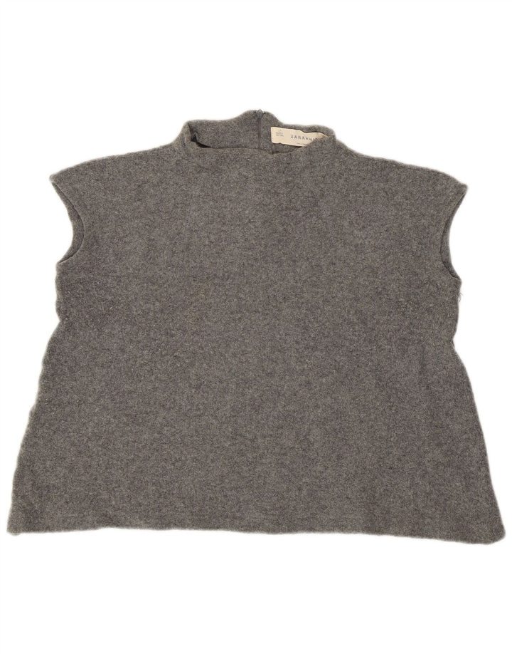 Zara Mujer Chaleco Tank Top UK 44 Lana Gris Medio