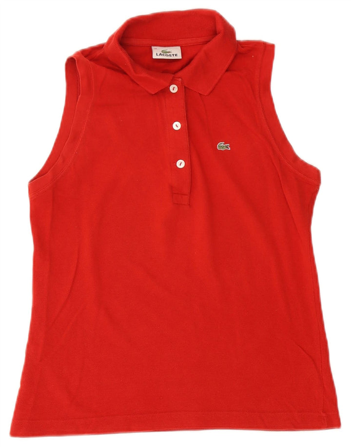 Polo Lacoste Sin Mangas Para Mujer Talla 38 Algodón Rojo Mediano