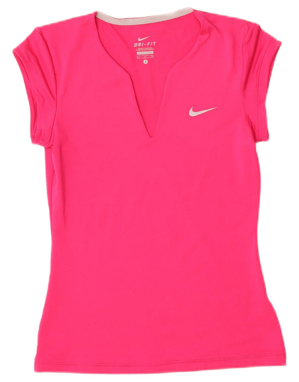 Nike Mujer Dri Fit Camiseta Top UK 8 Small Rosa