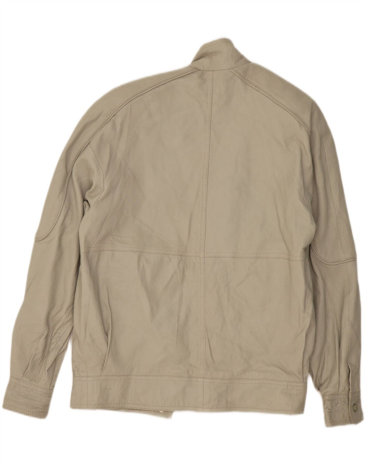 VINTAGE Mens Leather Jacket IT 46 Small Grey Leather Vintage Vintage and Second-Hand Vintage from Messina Hembry 