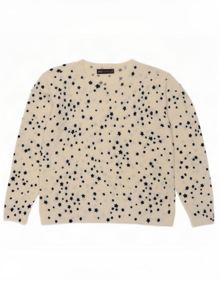 Marks & Spencer - Jersey de cuello redondo para mujer, talla 40, talla mediana, color blanco