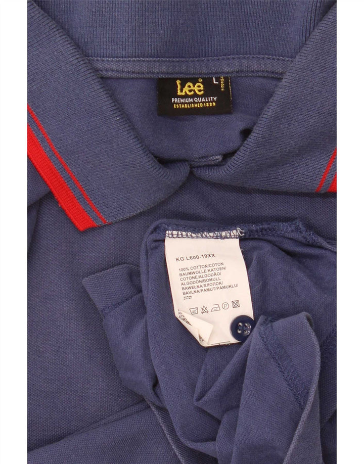 Polo Lee para hombre de algodón azul grande