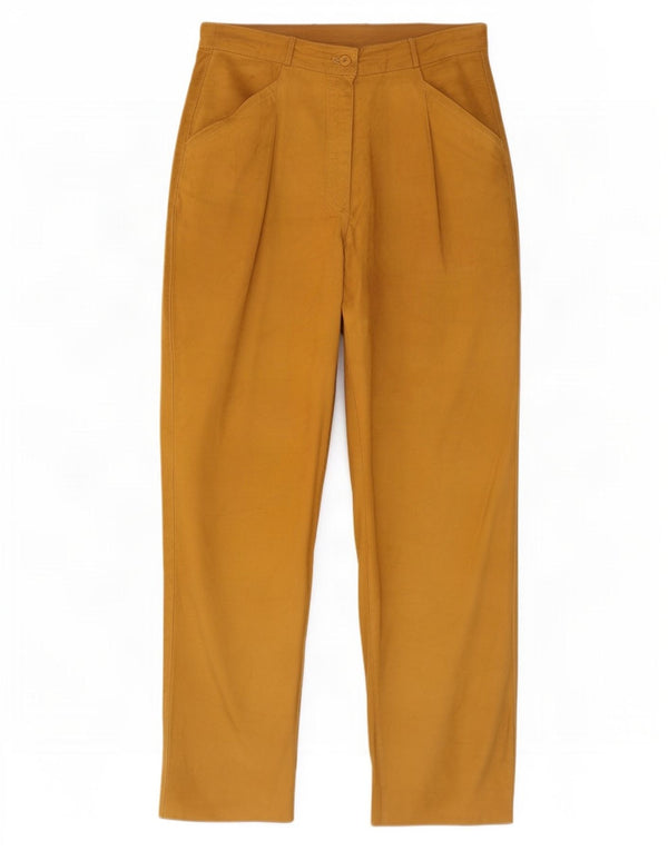 Vintage mujer cintura alta pantalones de cuero IT 42 Medio W26 L30 Beige