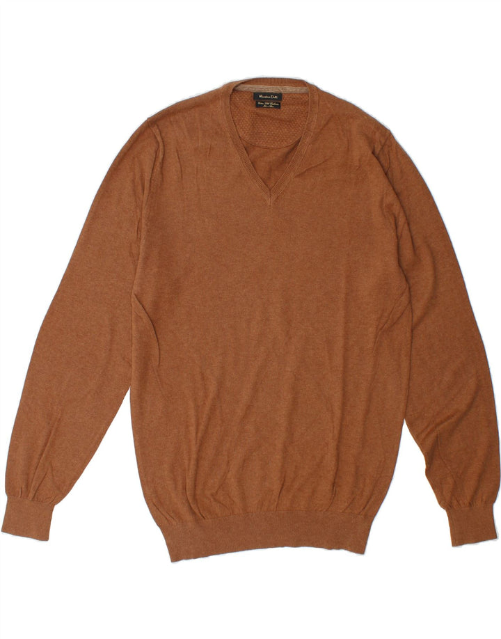 MASSIMO DUTTI Mens V-Neck Jumper Sweater Medium Brown Vintage Massimo Dutti and Second-Hand Massimo Dutti from Messina Hembry 