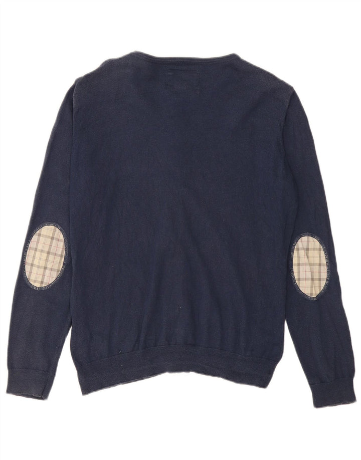 BARBOUR Suéter Cárdigan para Mujer Reino Unido 16 Grande Algodón Azul Marino