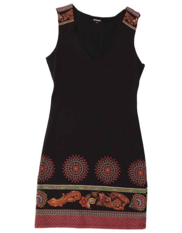 DESIGUAL Vestido tubo sin mangas para mujer UK 40 Mediano Negro Floral