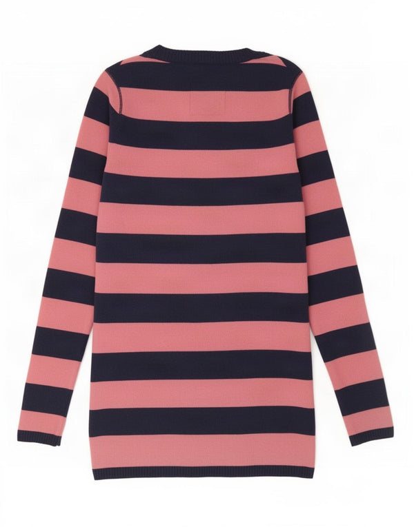 Jack Wills Jersey con cuello en V para mujer UK 10 Small Pink Stripes Lambswool