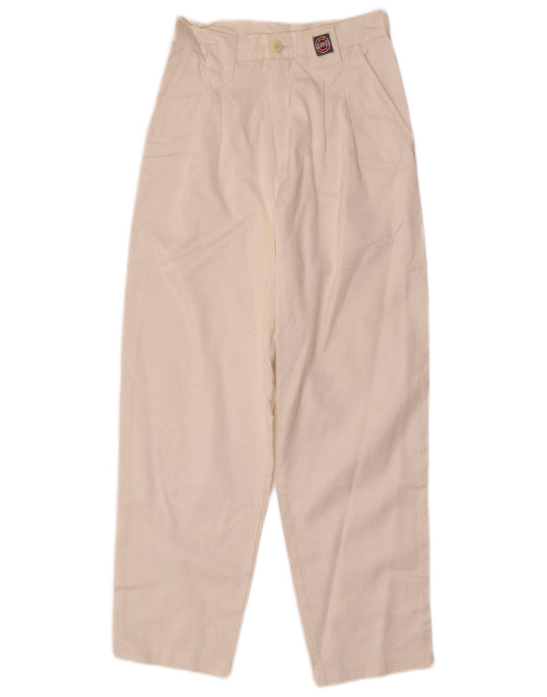 Vintage Womens High Waist Chino Trousers IT 42 Medium W22 L25 White Cotton