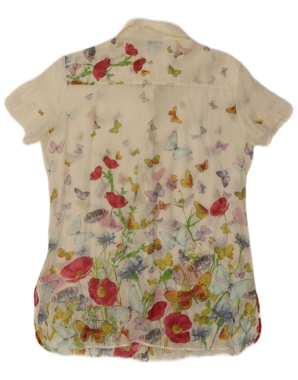 Dolce & Gabbana Blusa camisera de manga corta para mujer UK 42 Medium White Bohemia
