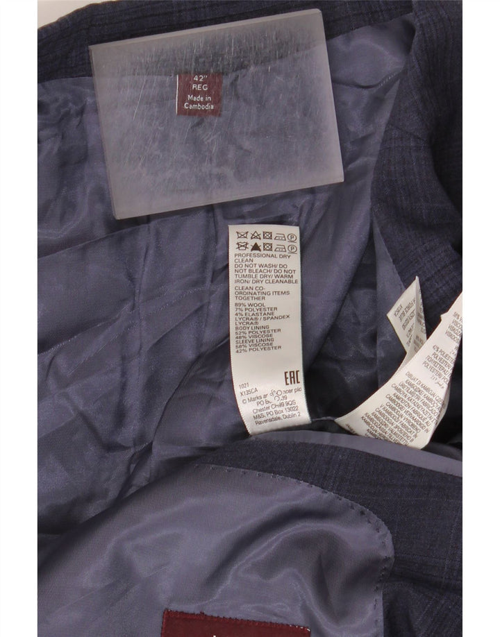 Marks & Spencer Chaqueta tipo blazer de 2 botones para hombre UK 42 XL Azul marino a cuadros