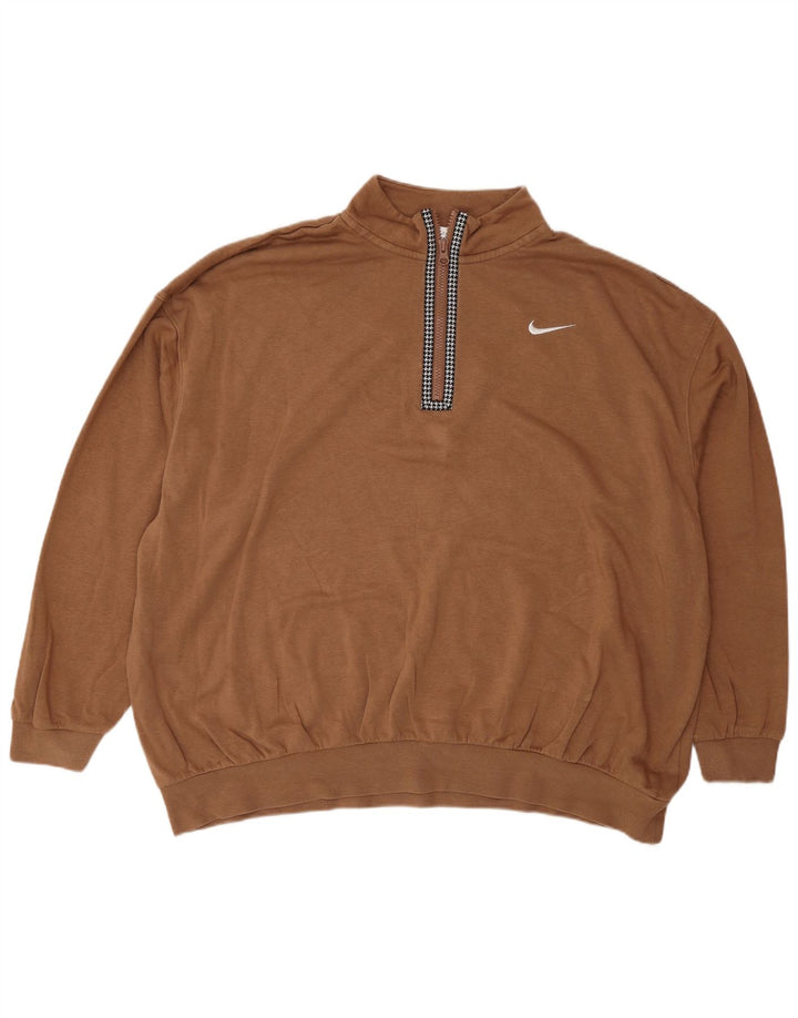 Nike - Sudadera extragrande con gráfico para mujer, talla 40, talla grande, algodón marrón