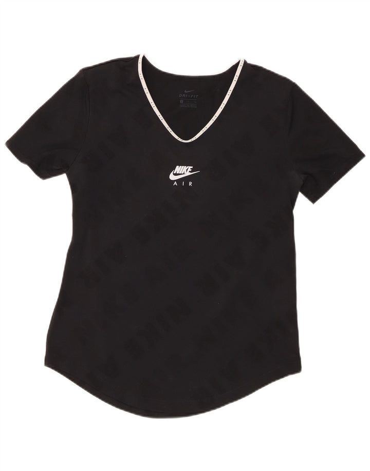 NIKE Camiseta Dri Fit Graphic para Mujer UK 10 Small Poliéster Negro