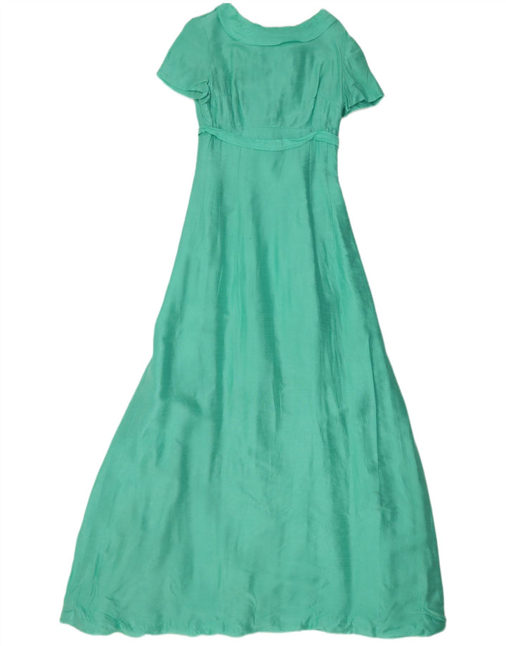 Vintage mujer Maxi vestido Reino Unido 8 pequeño verde