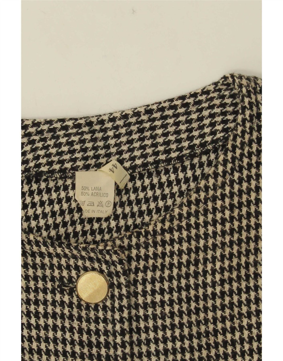 Vintage mujer crop 5 botones chaqueta blazer IT 44 pata de gallo negra mediana