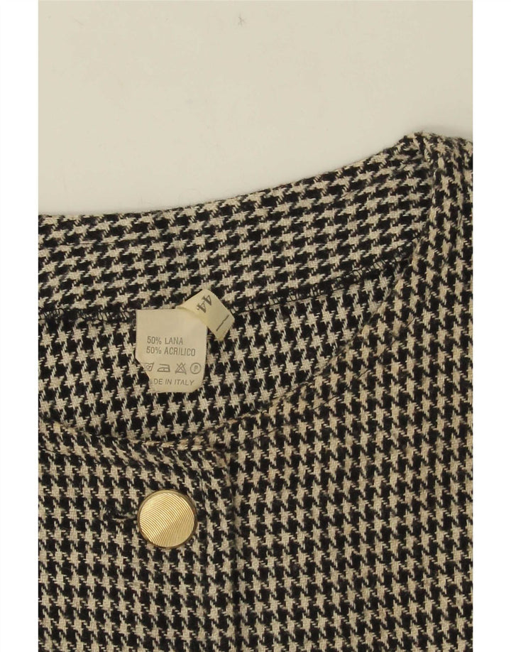 Vintage mujer crop 5 botones chaqueta blazer IT 44 pata de gallo negra mediana