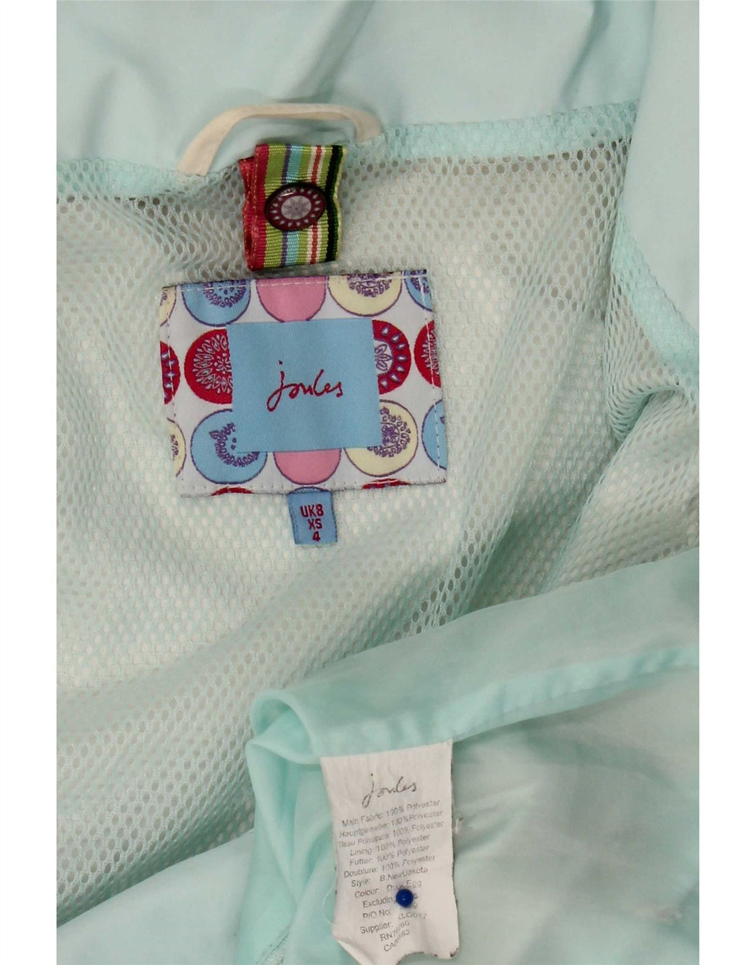 Joules Chaqueta impermeable con capucha para mujer UK 8 Small Turquesa Poliéster