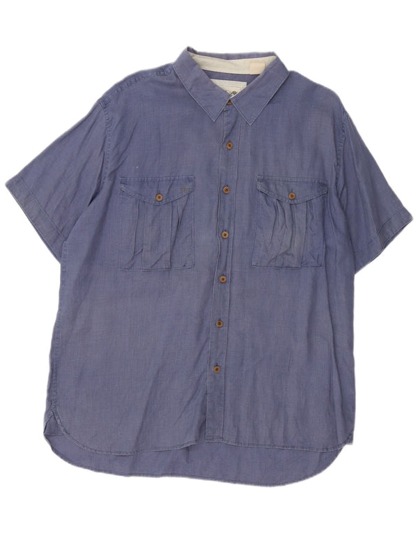 Timberland Camisa Slim Fit De Manga Corta Para Hombre XL Cáñamo Azul