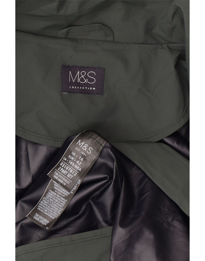 Marks & Spencer Chubasquero con capucha para mujer UK 44 Poliéster verde grande