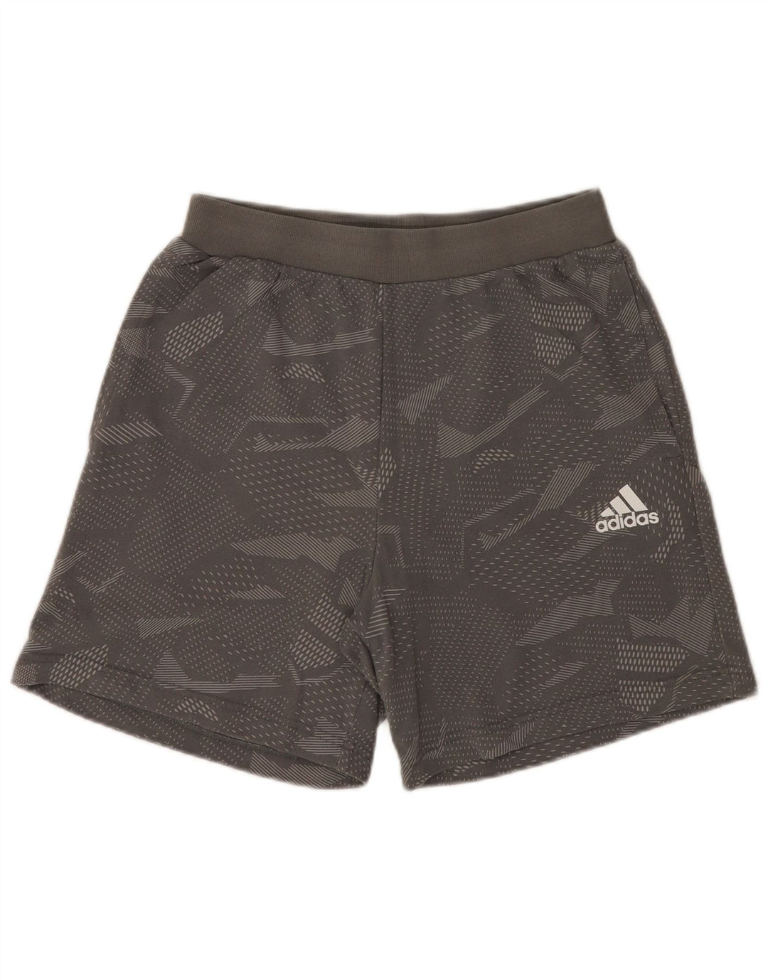 Pantalones cortos deportivos Adidas para hombre de algodón geométrico gris medio