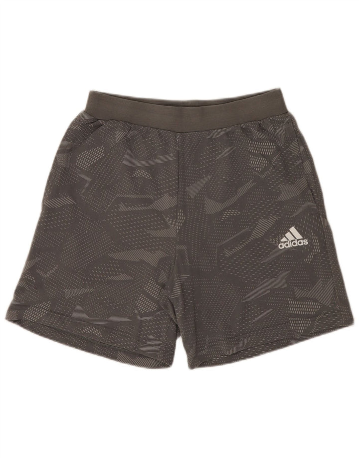 Pantalones cortos deportivos Adidas para hombre de algodón geométrico gris medio