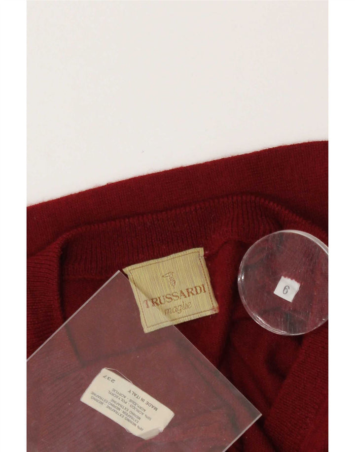 Trussardi Jersey Con Cuello De Pico Large De Lana Merino Rojo Hombre