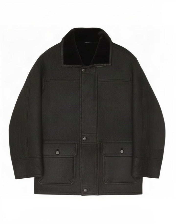 Monza Abrigo de piel de oveja para hombre IT 52 XL Negro