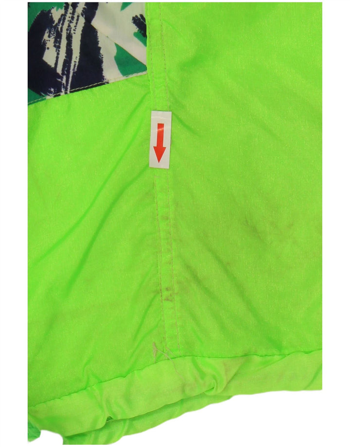 Vintage hombres Anorak chaqueta de lluvia Reino Unido 40 poliéster geométrico verde grande
