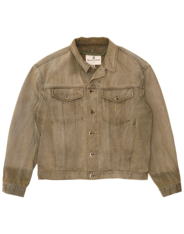 Nazareno Gabrielli Chaqueta vaquera para hombre UK 38 Medium Khaki Cotton