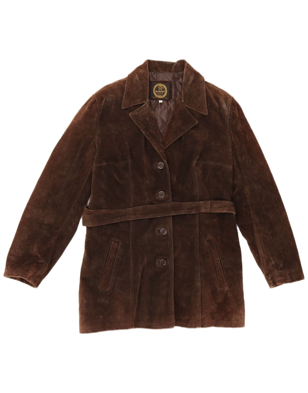 Vintage mujer ante chaqueta Reino Unido 14 cuero marrón medio