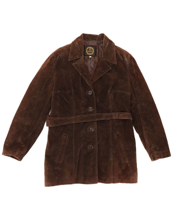 Vintage mujer ante chaqueta Reino Unido 14 cuero marrón medio
