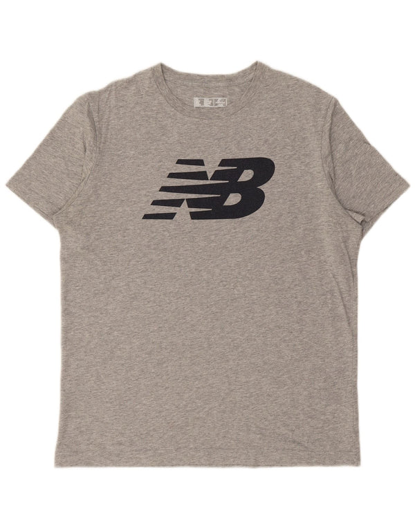 NEW BALANCE Camiseta gráfica para hombre Top grande de algodón moteado gris