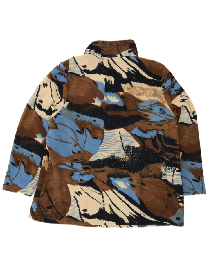 Vintage mujer patrón abstracto chaqueta polar Reino Unido 24 4XL marrón colorblock