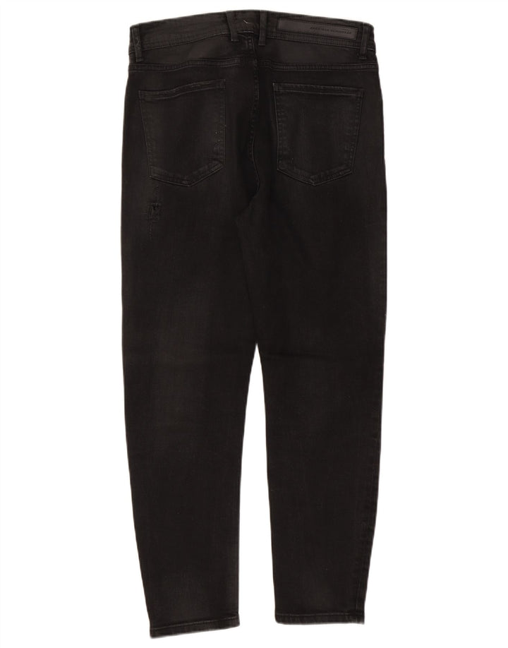 Zara Jeans ajustados desgastados para hombre EU 42 Large W32 L26 Negro