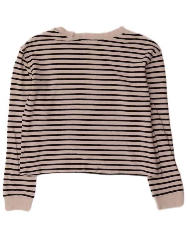 Zara Mujer Top Manga Larga Manga Larga UK 44 Medio Blanco Rayas Náutica